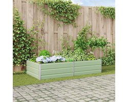 Plantenbak Staal - Bloembak Bak - Tuin Decoratie - Industriële Stijl - 195 x 100 x 45 cm - Pastelgroen