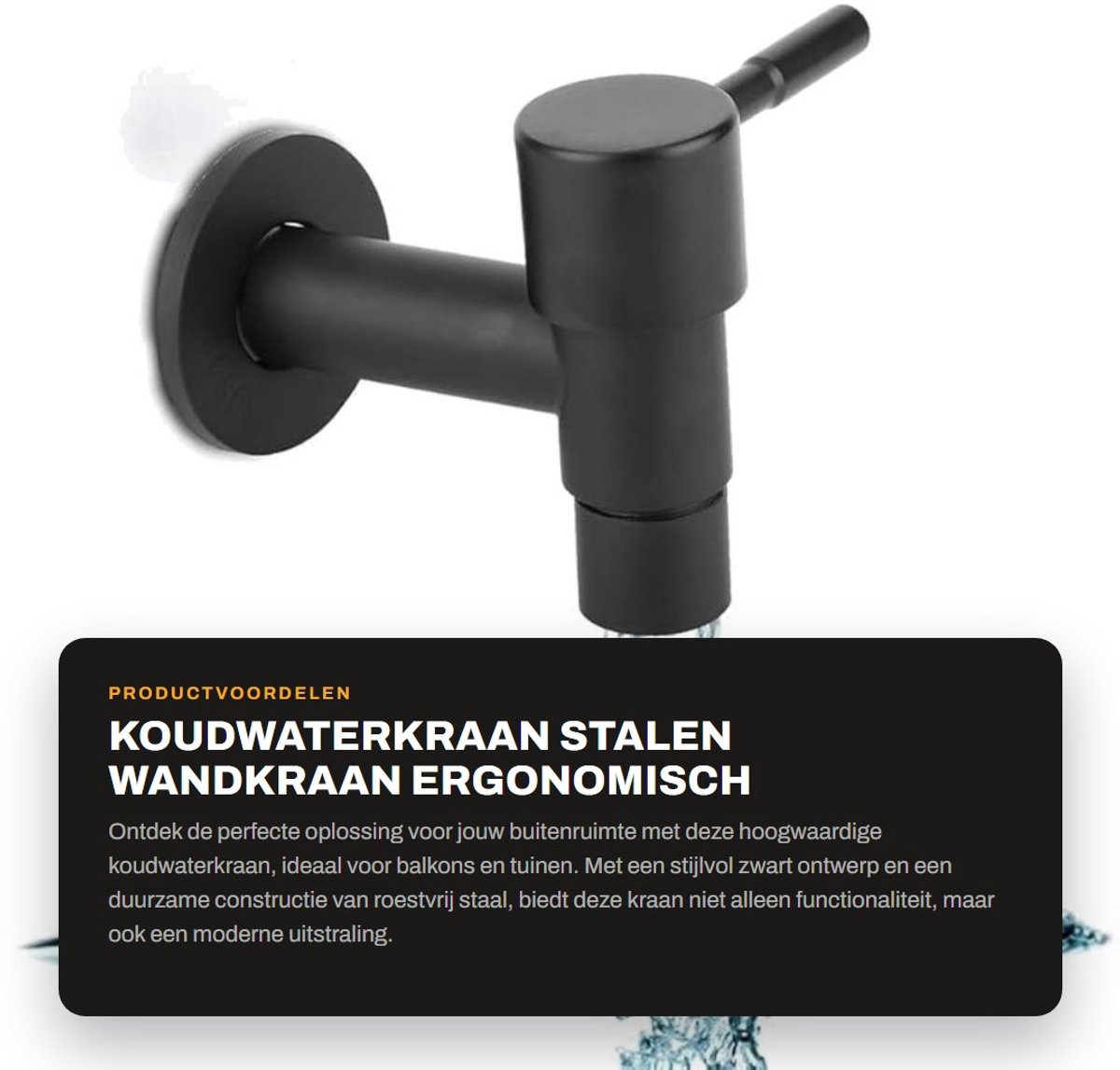 Dailygoods- Buitenkraan Vorstbestendig - Buitenkraan Zwart - Gevelkraan - Buitenkraan 1/2 - Muurplaat Buitenkraan - Roestvrij Staal SUS304