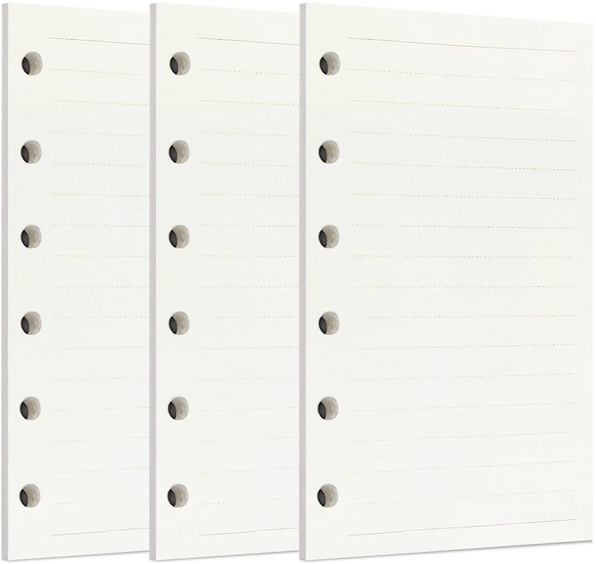 Dailygoods- Gelinieerd Papier A7 - 135 Vellen/270 Pagina's - Navulpapier - 6 Gaats - Perforaties - Hoogwaardige Ivoorkleurige Papier