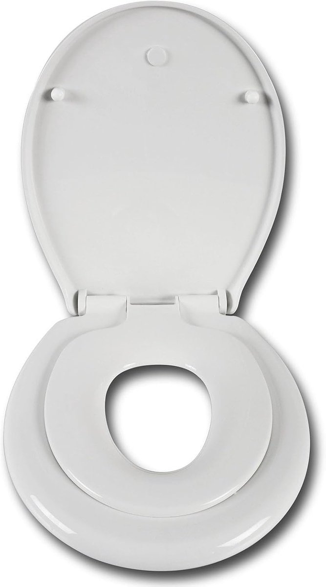 Kinder Toiletbril - Zachte Sluiting - Zindelijkheidstraining - Ingebouwd Kinderzitje - 37 x 45cm - Wit