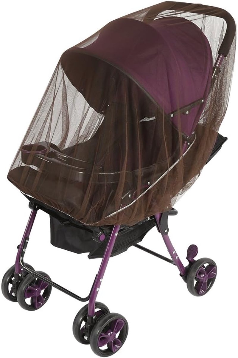Baby Klamboe - Insectennet Kinderwagen - Baby Beschermen - Universele Compatibiliteit - 150 cm Diameter - Koffie