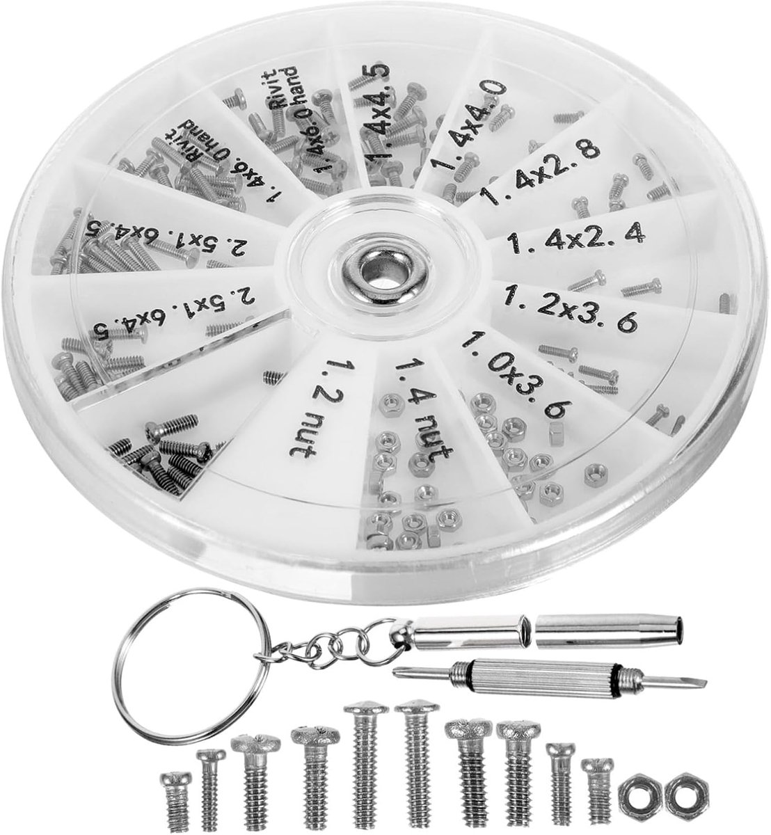 Reparatieset Brillenglazen - Schroefjes en Tool - Precisie Reparatie - Roestvrij Staal - 120 Schroeven - Zilver