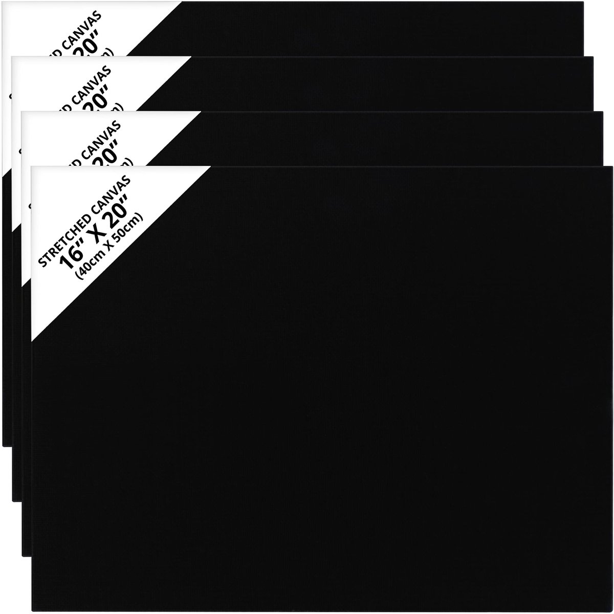 Dailygoods - Canvas Paneelborden - Voorgerekte Canvas - Zwart - 40 x 50 cm - Geschikt voor Acryl en Olieverf - Creatief Schilderen