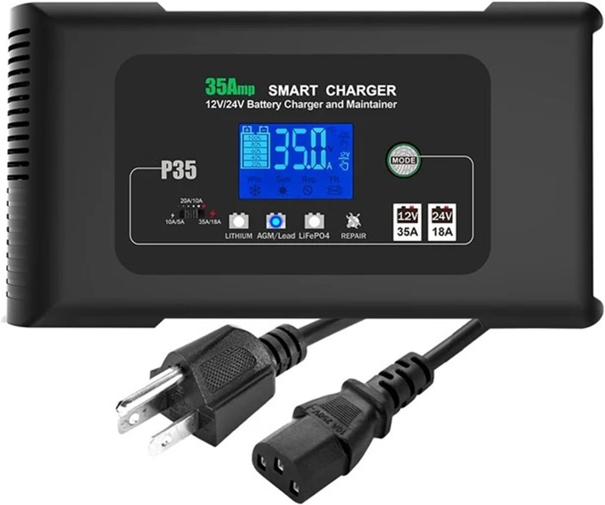 Batterijlader - Acculader Motor Auto - Accu Onderhoud - Puls Reparatie Technologie - 12V 35A - Zwart