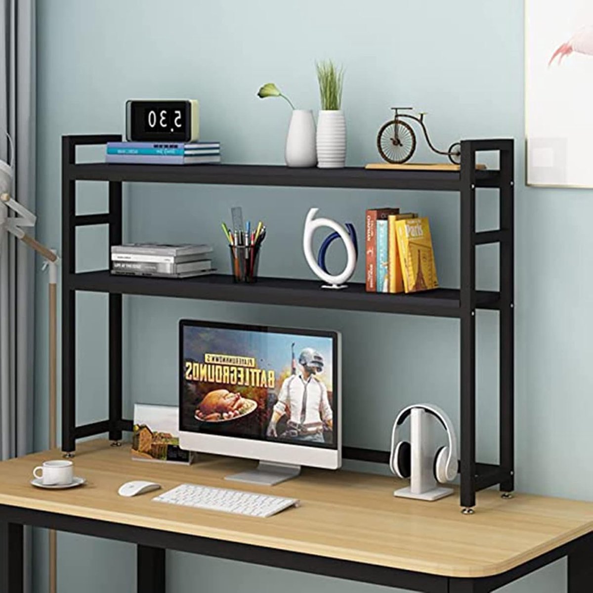 Bureau Opberger - Opbergrek - Bureau Organisatie - Dubbele Laag - 95 cm Breed - Zwart