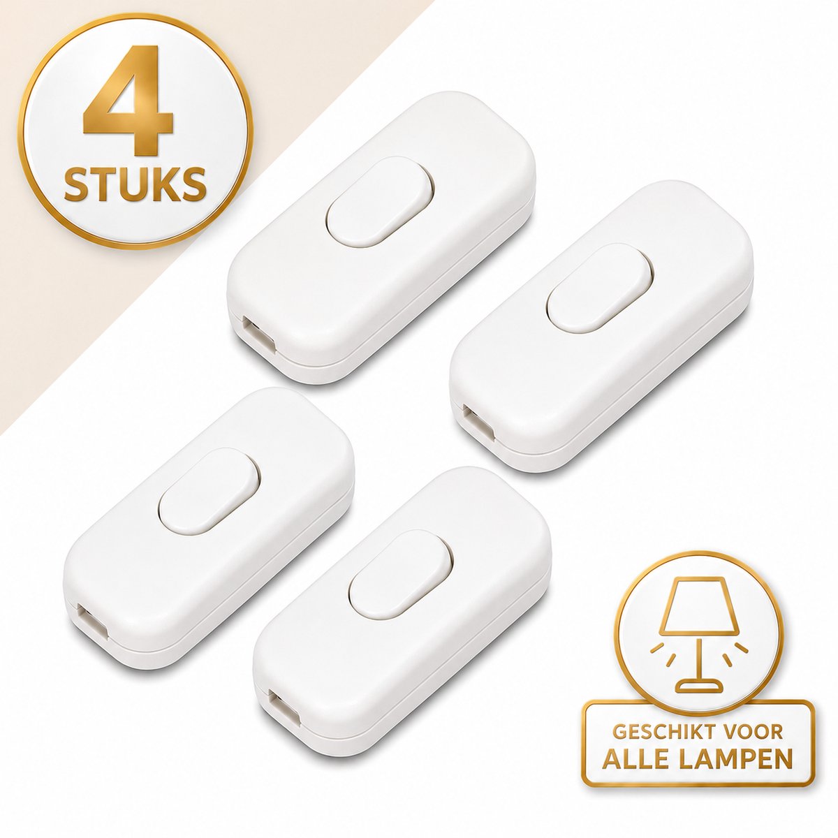 DEGG - Snoerschakelaar - Wit - 450Watt - 230V - Energie besparing - Premium kwaliteit - lampen schakelaartjes - 4 STUK(S)