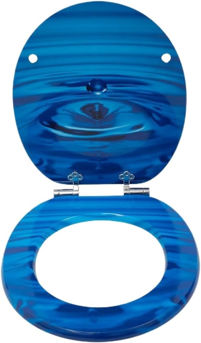 Toiletbril met automatische neerlaatfunctie - WC-brillen - Toiletbril Universeel - blauw （43.5 x 37.8 x 5 cm）
