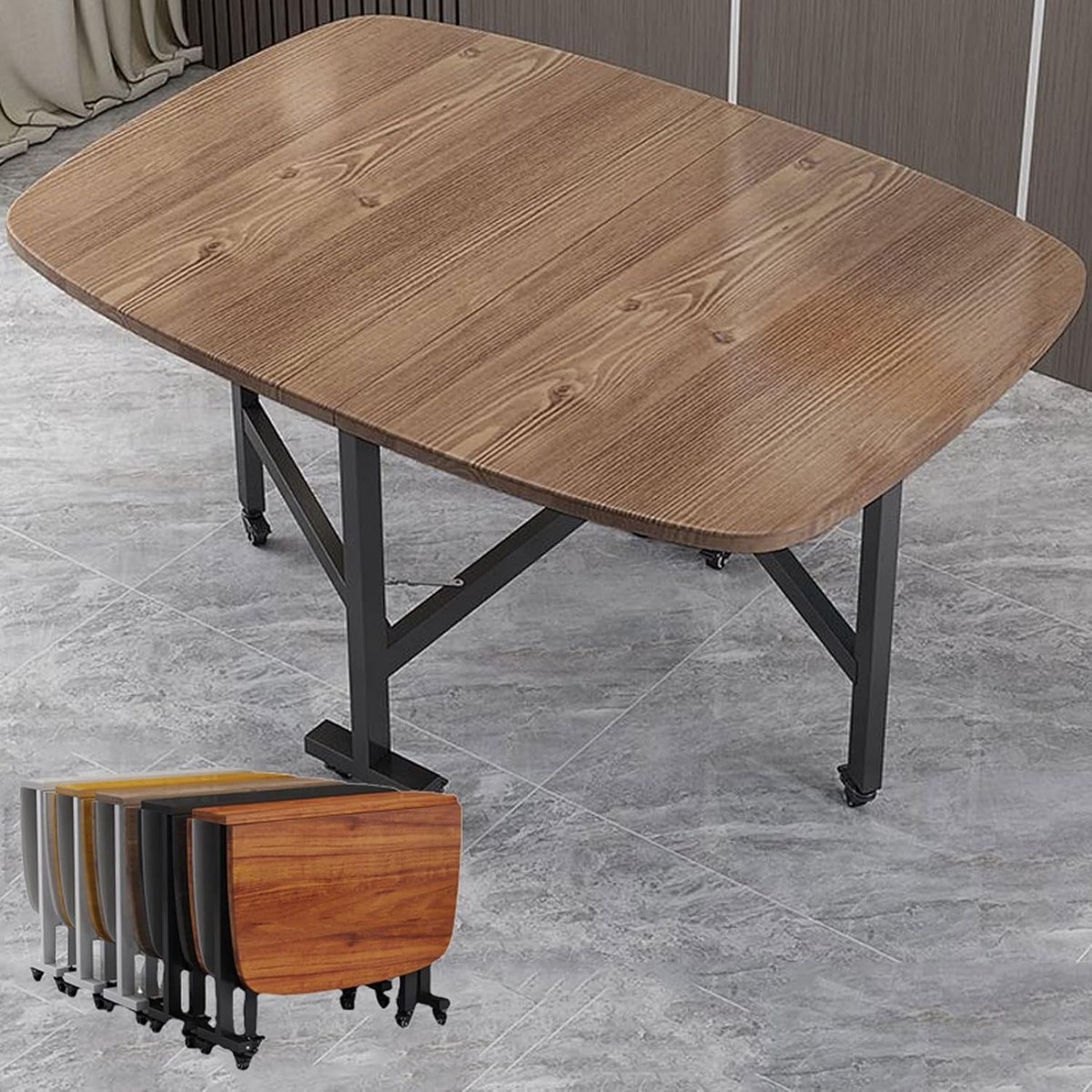 Klaptafel met Stoelen - Eettafel Set - Ruimtebesparend Wonen - Inklapbaar Blad - 100 x 60