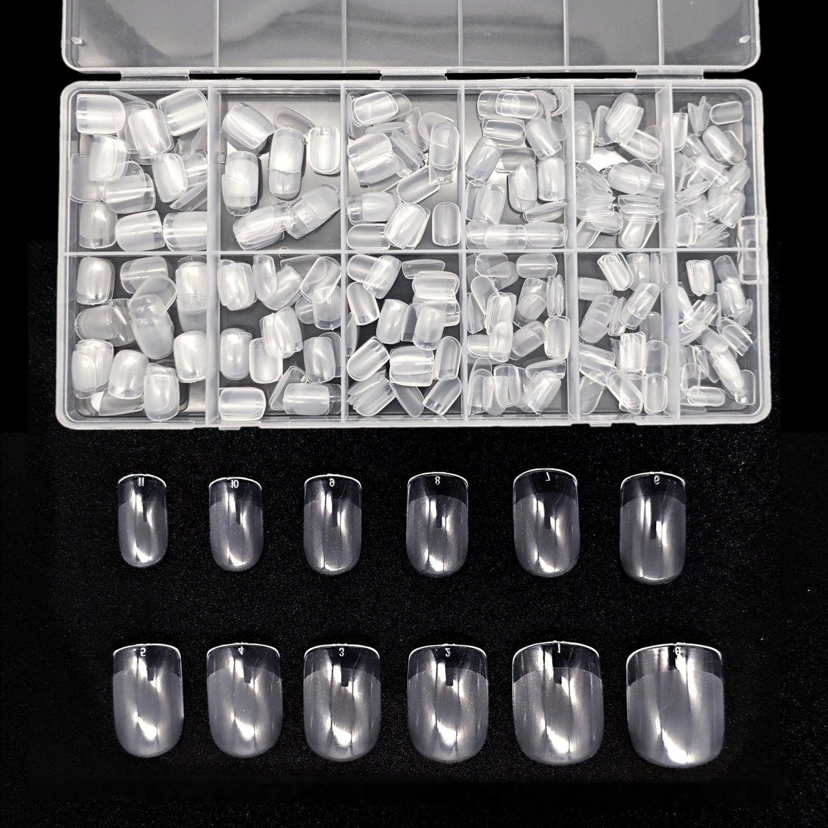 Dailygoods- Nageltips Set van 600 Stuks - Transparante Volledige Dekking - Korte Vierkante/Vierkante Vorm - Squoval Kunstnagels - Hoge Kwaliteit - Voor DIY Nagelkunst - Nepnagels
