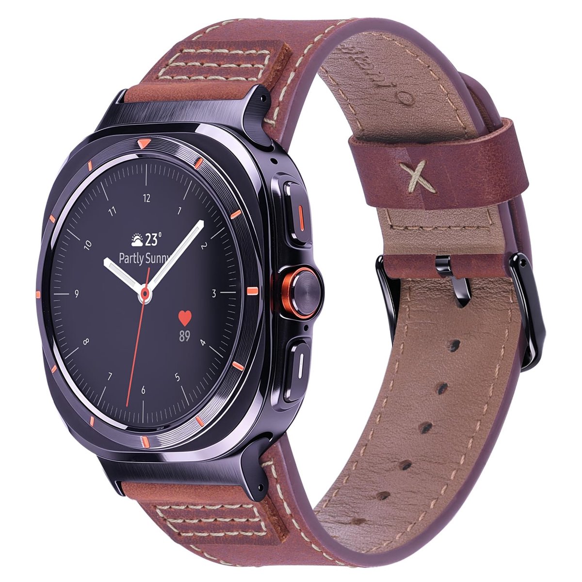 Dailygoods- Leren Bandje - Compatibel met Samsung Galaxy Watch 7/6/5/4/Ultra - Echt Leer - Voor Heren - 47mm/46mm/45mm/44mm/43mm/42mm/40mm - Duurzaam en Comfortabel - Horlogeband