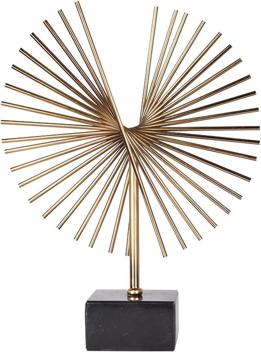 Metalen Sculptuur - Abstract Beeld - Woonkamer Decoratie - Eigentijds Ontwerp - 27 cm x 20 cm - Goudkleurig