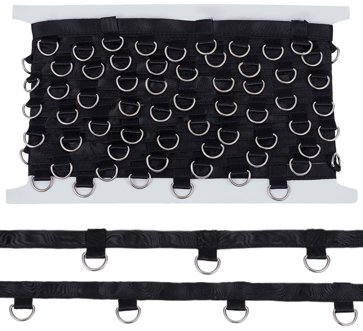 Dailygoods- Grommet Trim 7.3m - 22mm Breed - D Ringen 6.5x10mm - Naaien Kledingstuk - Polyester - Duurzaam en Stevig - Naaigaren