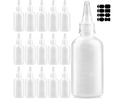 Dailygoods - DKBT 16 stuks knijpflessen 100 ml knijpfles spuitfles doseerfles sausfles ketchup fles dispenser fles knijpfles sausdispenser oliefles plastic keuken