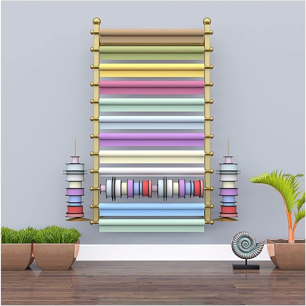 Lint Opberghouder - Hangerrek Display - Knutselen Organiseren - 13 Tier Vrijstaand - 27 inch Breed - Goud