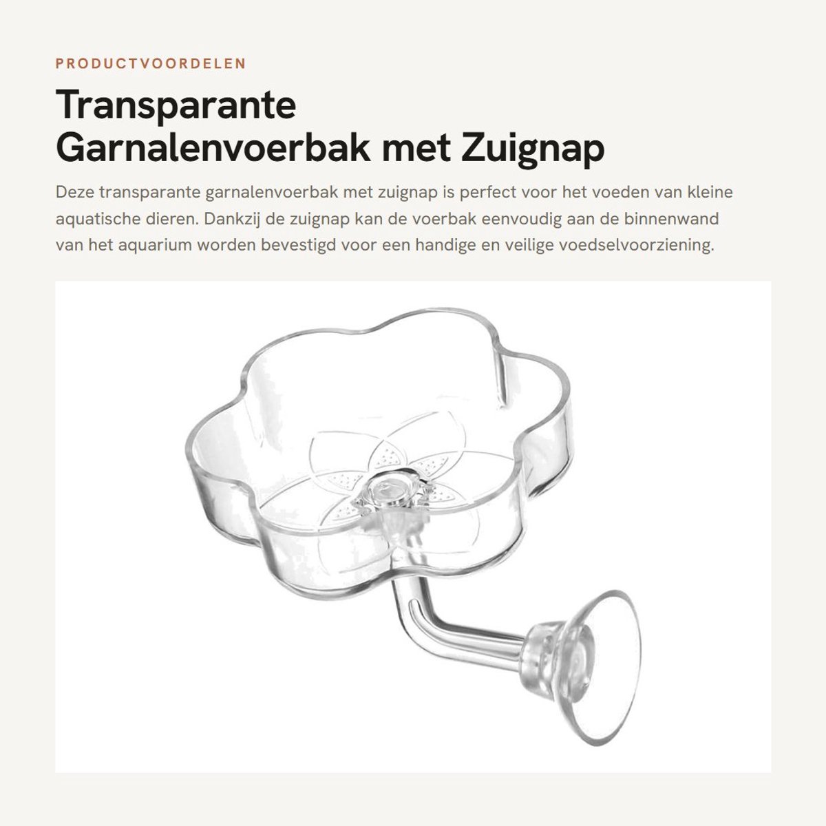 Dailygoods- Garnalenvoerbak met zuignap - Transparante voerbak - Acryl materiaal - Eenvoudig te reinigen - Ondersteunt watertank onderhoud - Voor kleine dieren