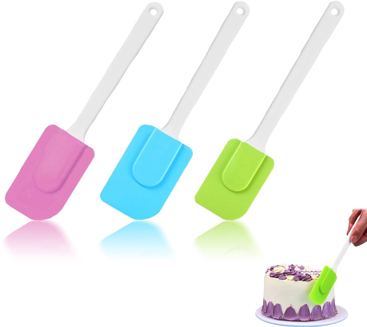 Dailygoods- Deegschraper Set 3-delig - Siliconen Spatel - Deegspatel - Antiaanbak - Keukenhulp - Afmeting 25 x 5 cm