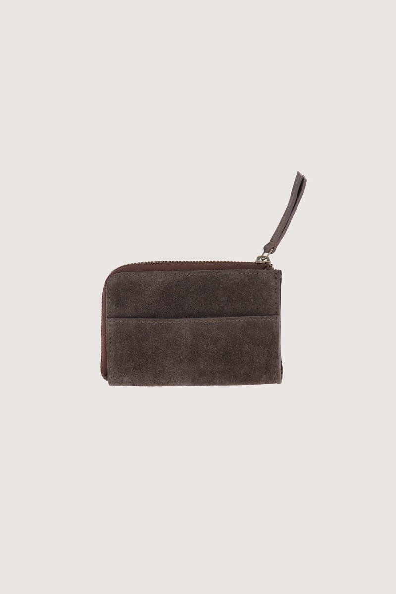 Zusss Suede Card Holder 100% Real Leather Dark Choco