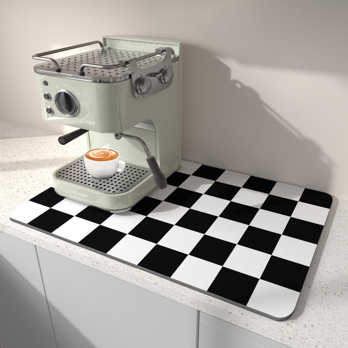 Dailygoods- Afdruipmat 40 x 45 CM - Vlekkenverbergend - Absorberende Droogmat - Duurzaam PU-Materiaal - Geschikt voor Koffiemachine - Antislip Rubberen Achterkant - Koffiemat