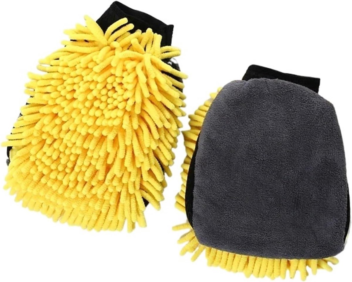 Autowashandschoenen - Microvezel Mitt - Auto Reinigen - Dubbelzijdig - 500 g - Geel