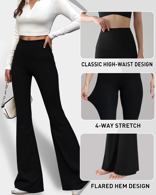 Dailygoods- Leggings Dames - High Waist met V-Crossover Tailleband - Flared Sportleggings - Stretch Fitnessbroek - Buikcontrole - Zacht en Elastisch Materiaal - Sportbroek van Dailygoods — afbeelding 2