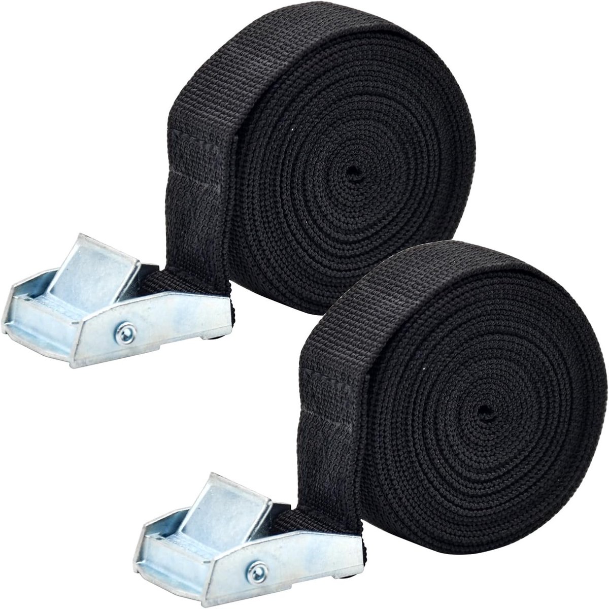 Spanbanden Set - Bevestigingsriemen - Vracht Vervoeren - Verstelbare Lengte - 25MMX3M - Zwart