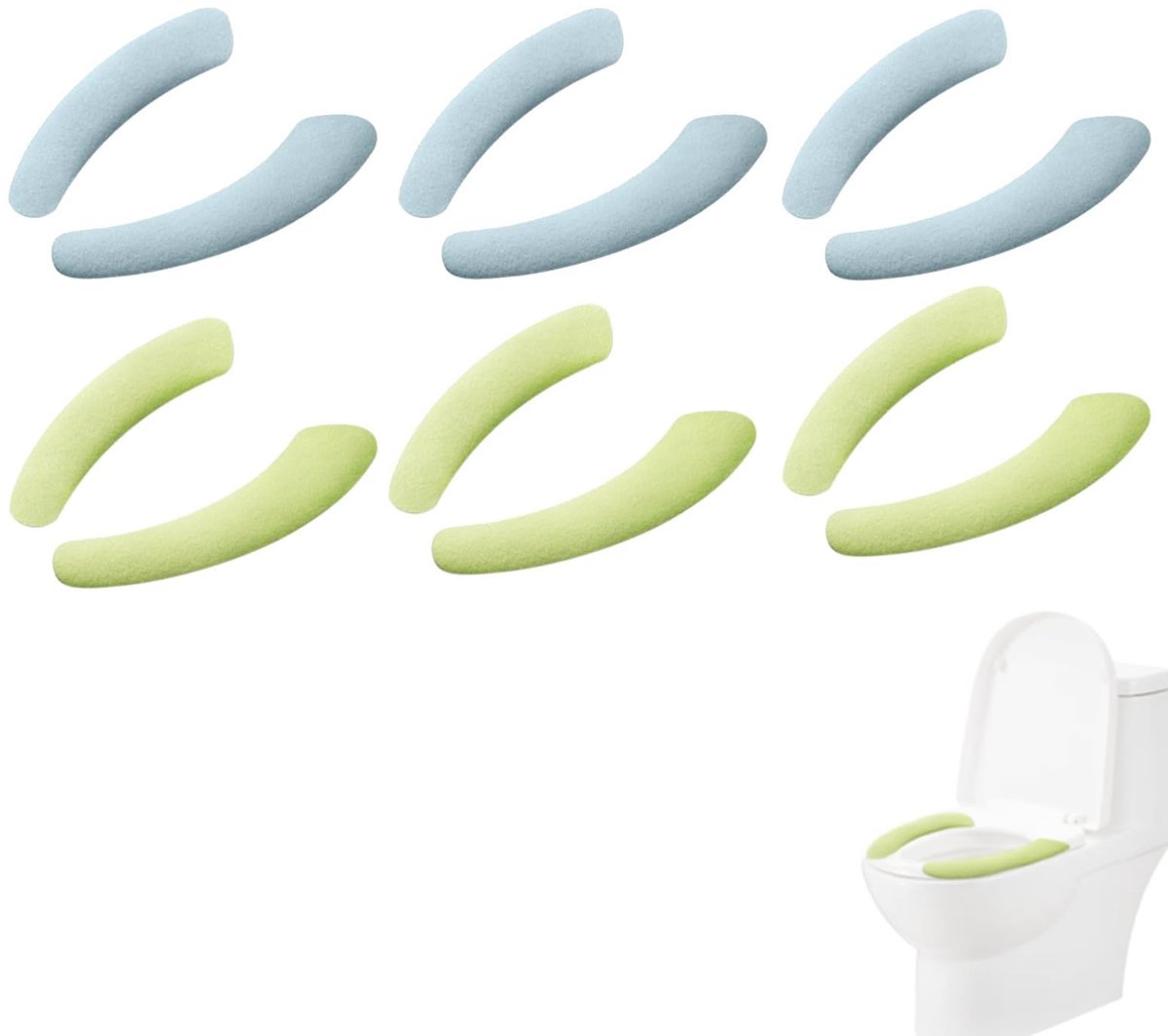 Dailygoods- Toiletbrilhoes 6 Stuks - Zachte Wc-Brilhoes - Wasbaar - Adsorptie - Voor Alle Toiletten - Stijlvolle Kleuren - Wc-bril