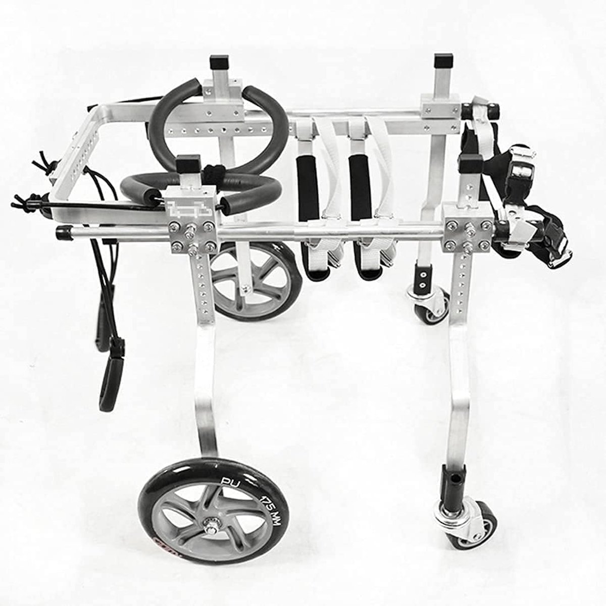 Honden Rolstoel - Hulpstuk - Mobiliteit Terug - Verstelbaar Aluminium Frame - Verschillende Maten - Zilver