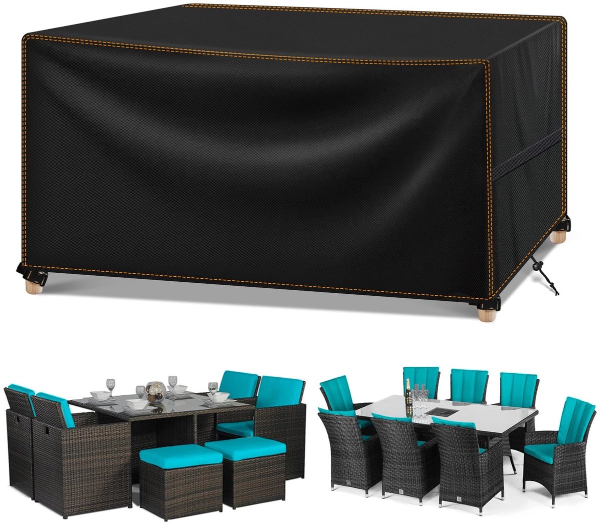 Tuinmeubel Afdekking - Beschermhoes Outdoor - Meubels Beschermen - Waterdicht 420D Oxford - 190 x 140 x 90 cm - Zwart