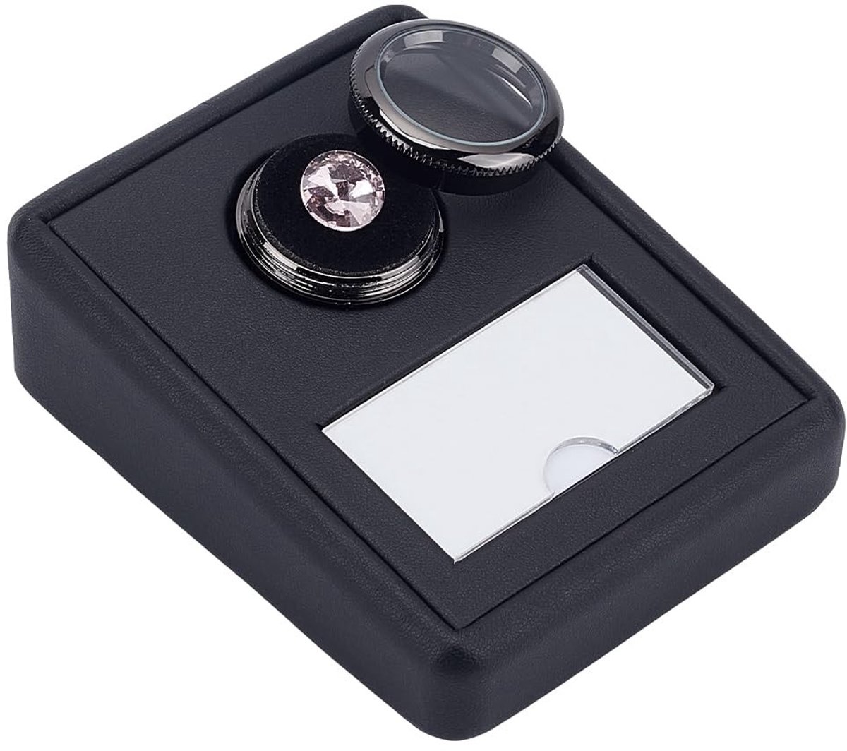 Dailygoods- Sieradenbox Uniek Ontwerp - Juwelenkistje - Opbergdoos - Zwart PU Leer - Mini Ronde Doos - 10 x 8 x 3 cm - Juwelendoos