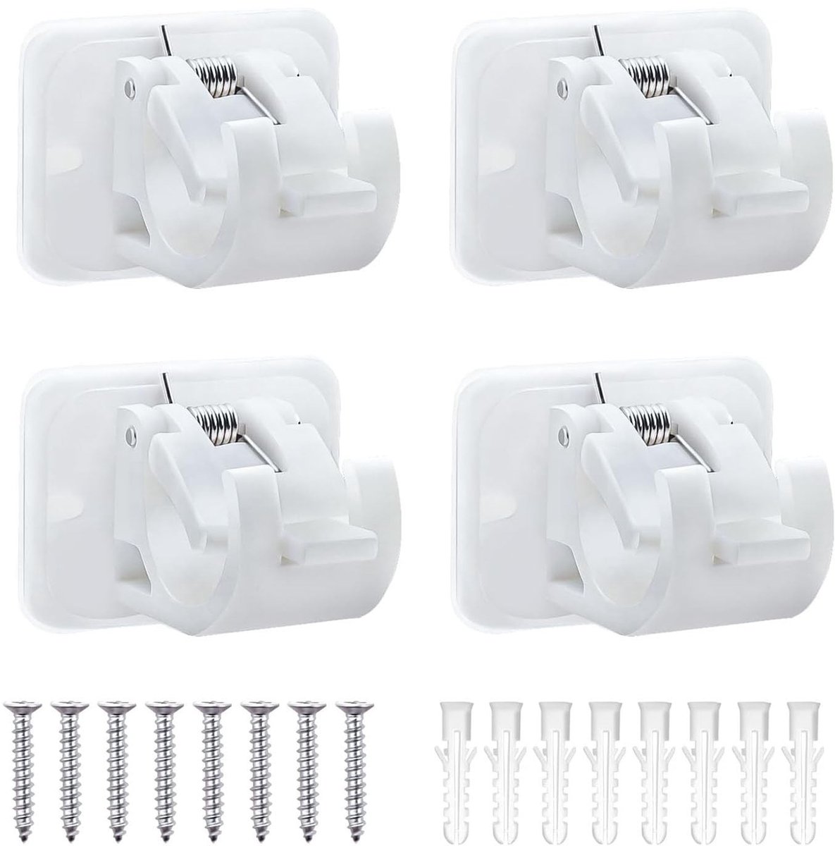 Dailygoods- Houders Zelfklevend - Gordijnhouders - Kleefhaken - Gordijnroede - Wandhaken - 4 Stuks Kunststof - Gordijnhaak