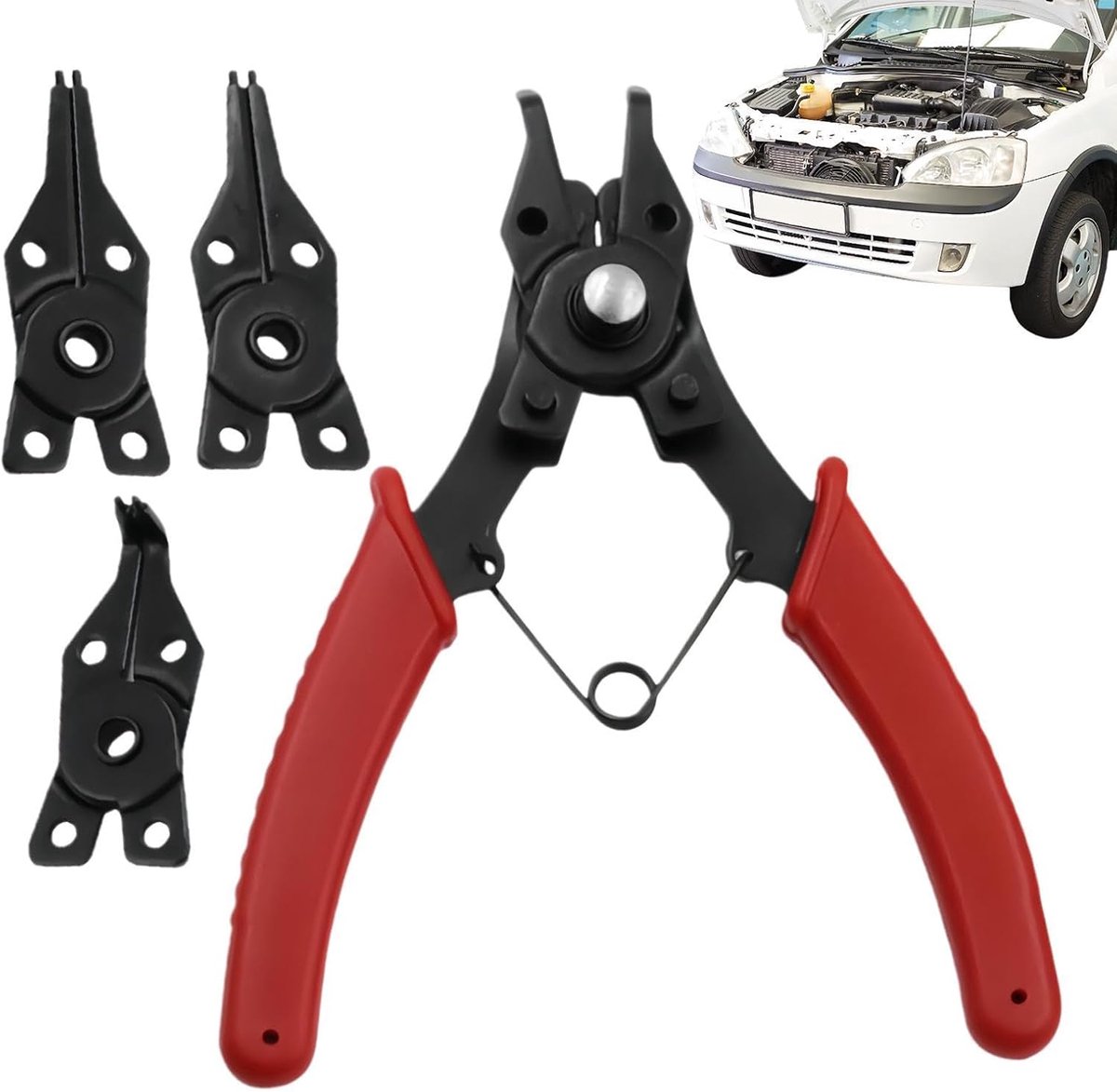 Borgveertang Set - 4-in-1 Gereedschap - Reparatie Werkzaamheden - Veelzijdig 4-in-1 Ontwerp - 14 cm Lengte - Rood