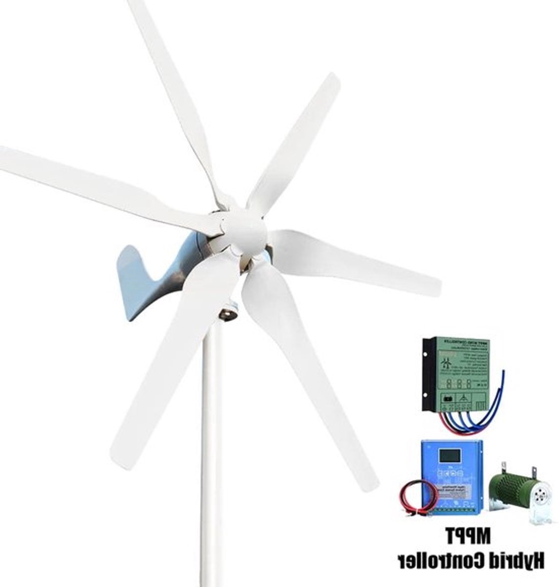 3000W Windturbine – Verticale Windgenerator – Windmolen – Energiegenerator – Windenergie Systeem – 12V Hybride Controller – Hoog Rendement & Stille Werking