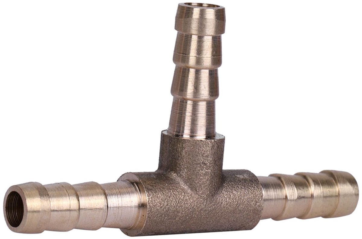 Dailygoods- T-stuk 6Mm - 8Mm - 10Mm - 12Mm - Duurzaam Messing - Eenvoudige Installatie - Veelzijdig Gebruik - Hulpstuk
