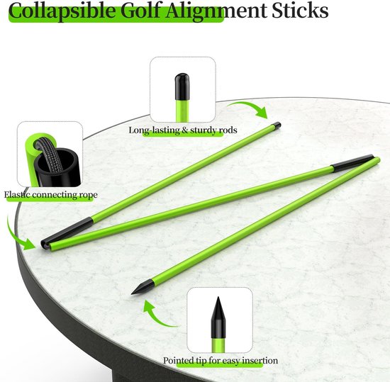 Dailygoods - Set van 3 Inklapbare Golfuitlijnstokken 122 cm van Dailygoods — afbeelding 2