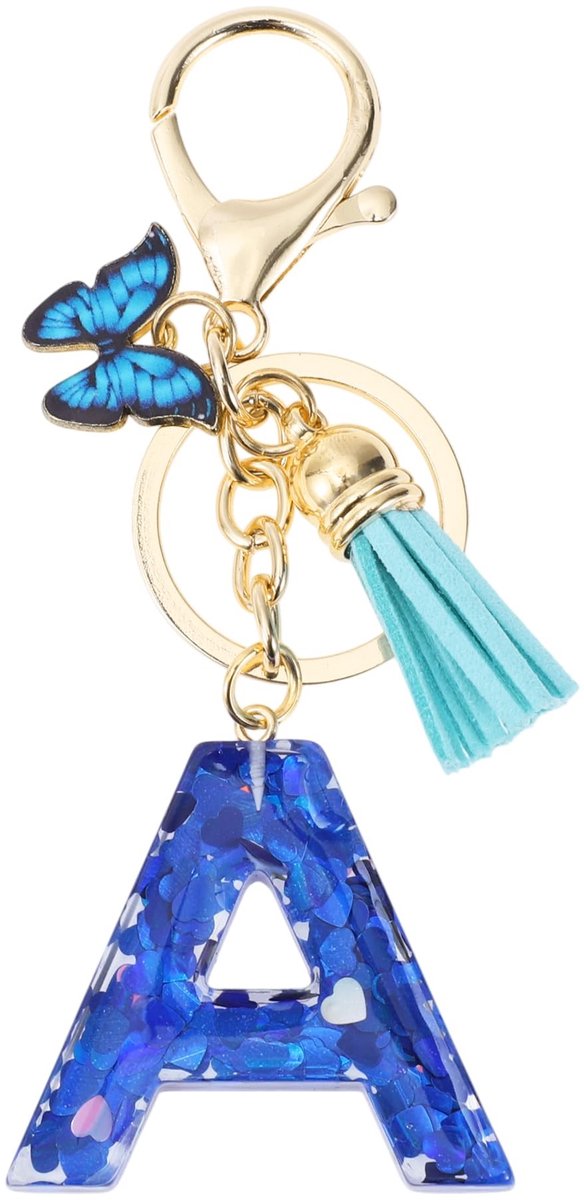 Dailygoods- Sleutelhanger met initiaal A - Duurzaam Harsmateriaal - Kwastje - Sleutelhanger voor Vrouwen - 9,3 cm - Elegante Decoratie