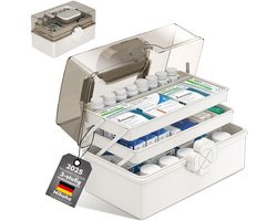 Dailygoods - Mihoho Medicijnbox, 3 verdiepingen, huisapotheek, opbergdoos, EHBO-doos, medicijnkoffer, sorteerdoos voor haaraccessoires en cosmetica (wit)