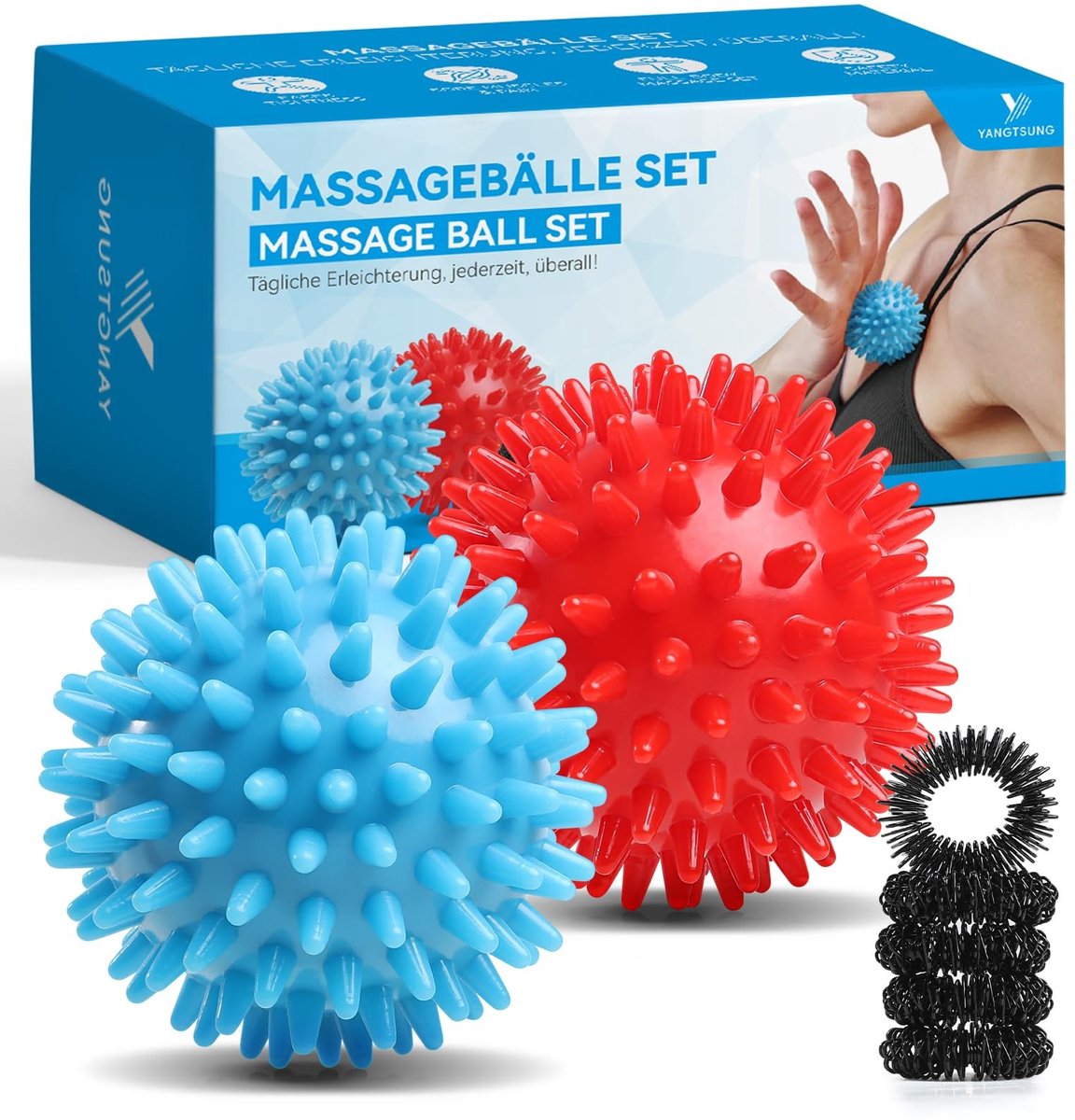 Dailygoods- Massageballen Set van 2 - Egelballen - Trigger Point - Verschillende Hardheidsgraden - Gerichte Verlichting - Volledige Lichaamsmassage - Massageball