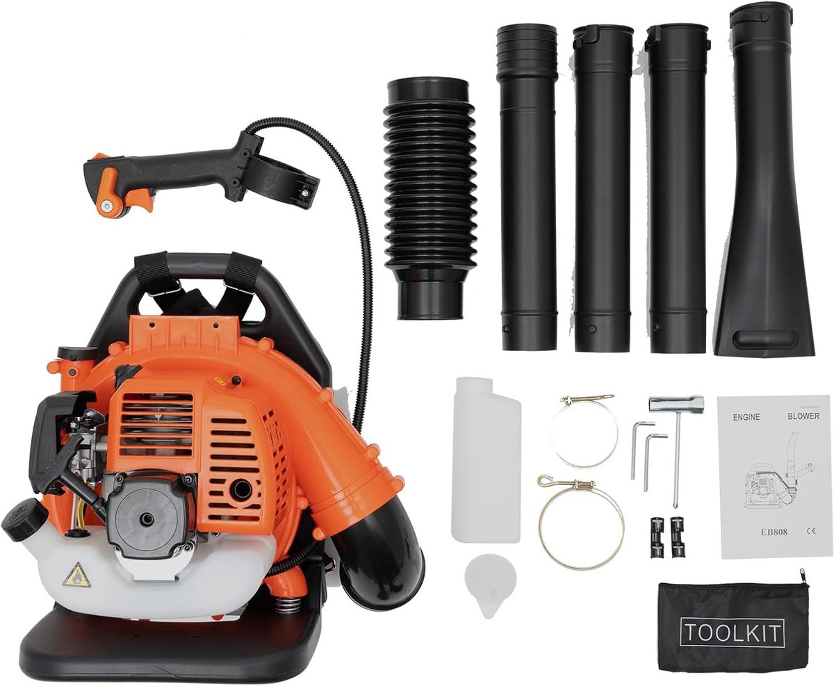 Benzine Bladblazer - Rugblazer Tuin - Tuinonderhoud - Krachtige 472CC motor - 12 L tank - Oranje Zwart