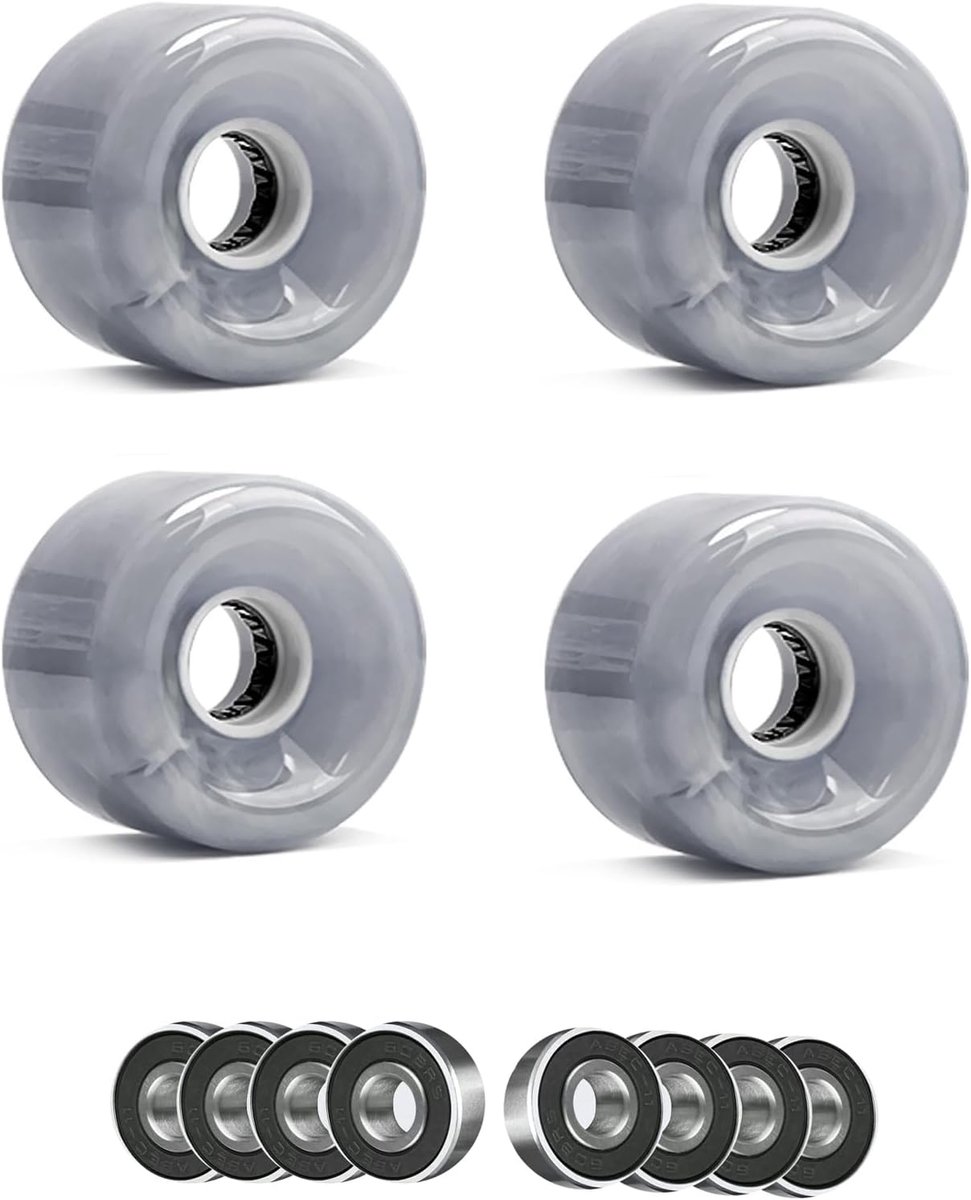 Skateboard Wielen Longboard Cruiser Soepel Rijden Met LED Licht 65mm 78A Transparant