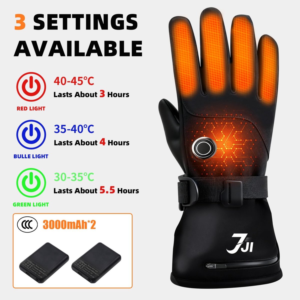 Dailygoods - Oplaadbare Verwarmde Handschoenen met 3 Temperatuurmodi