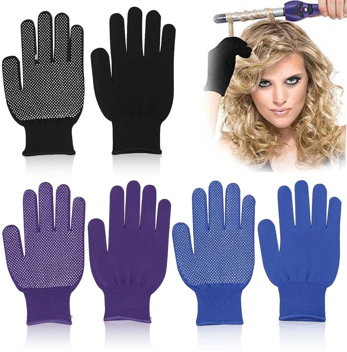 Dailygoods- Hittebestendige Handschoenen - 3 Paar Kappershandschoenen - Antislip Siliconen - Brandveilig en Duurzaam - Effectieve Hitte Isolatie - Geschikt voor Kappers