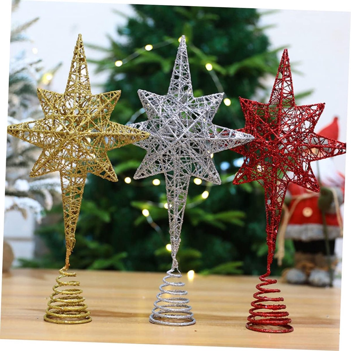 Kerstboom Ster - Boomversiering Top - Kerstdecoratie - Gemaakt van ijzer - 37x20x6cm - Goud – foto 3