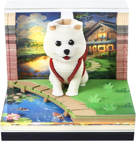 Foto: 3d memo pad papieren sculptuur bureau organisatie honden figuur 8 5 x 8 5 cm meerkleurig