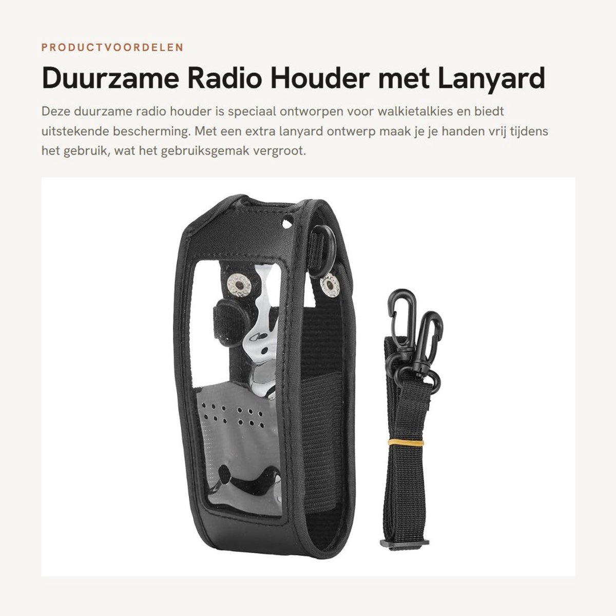 Dailygoods- Radio Houder Duurzaam - Beschermhoes voor Anytone AT-D878UV/AT-D878UV PLUS - Lanyard - Slijtvast PU-leer - Transparant materiaal - Handen vrij tijdens gebruik - Walkietalkiehoes