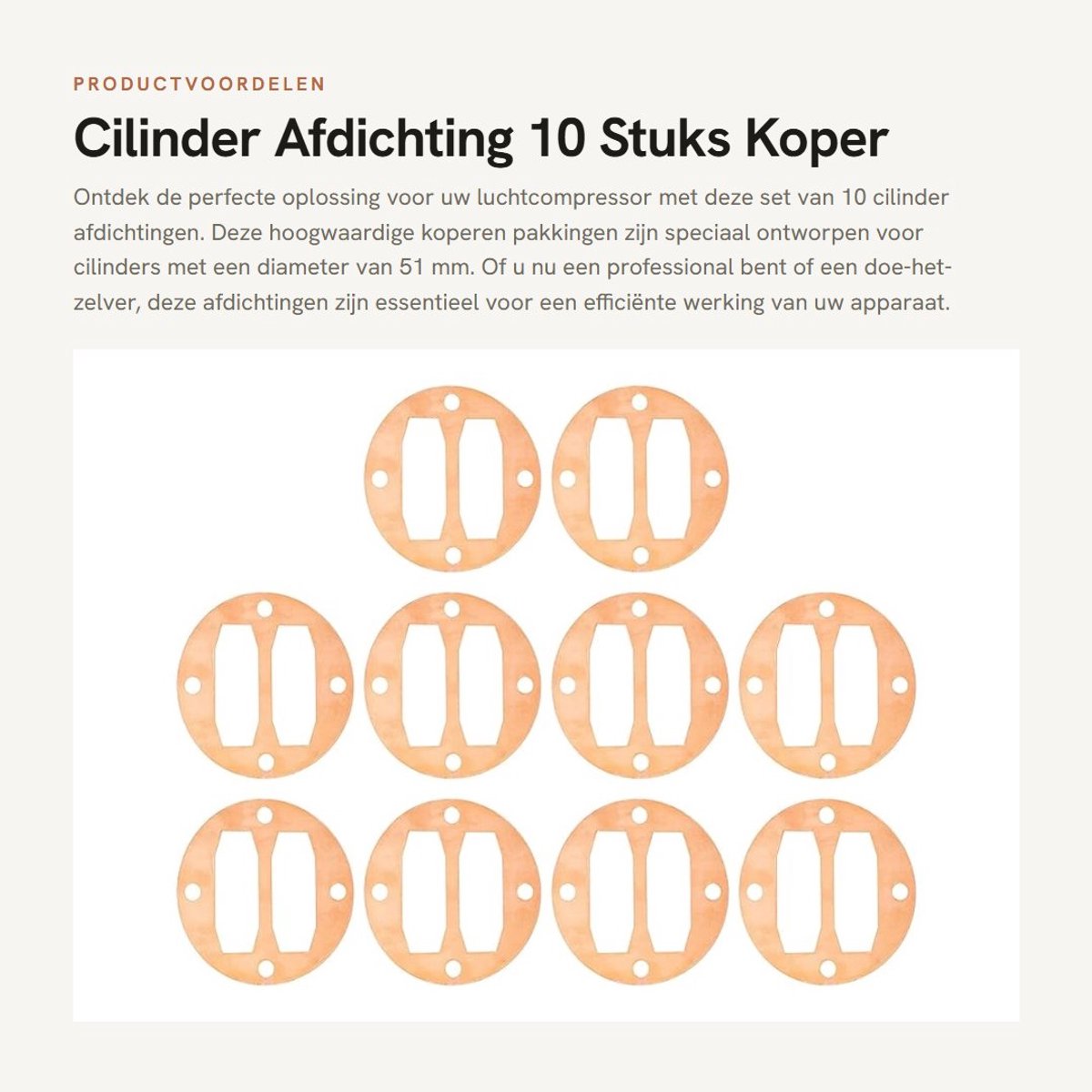 Dailygoods- Cilinderafdichting 10 Stuks - Koperen Pakking - Afdichtingspakking - Buitendiameter 79 mm - Toepasselijke Cilinderdiameter 51 mm - Verzegelingsfunctie