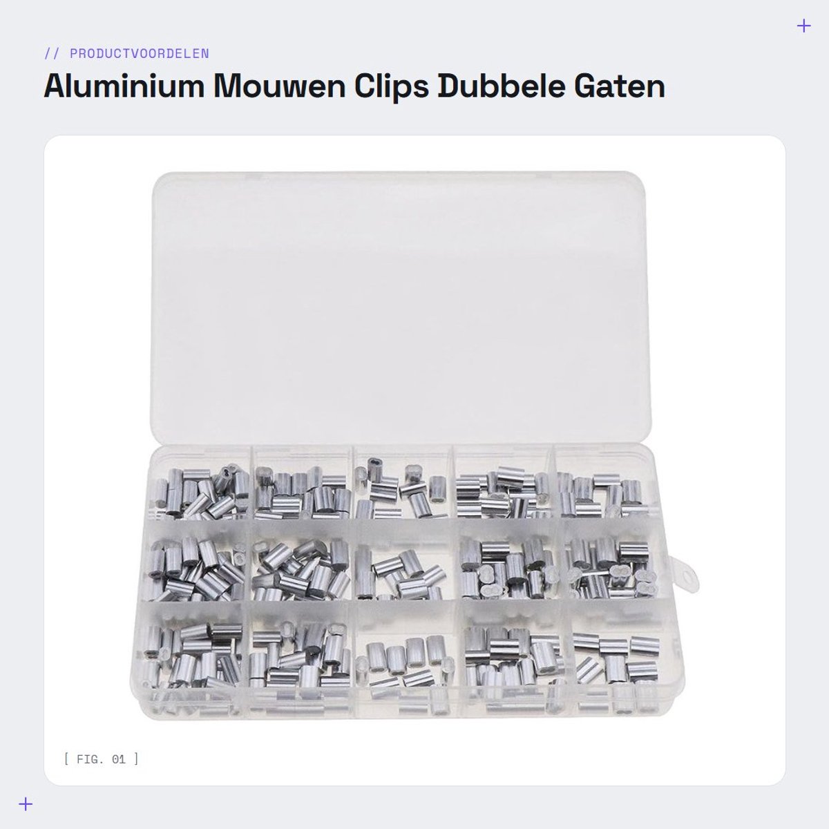 Dailygoods - Aluminium Mouwen Clips - Dubbele Gaten - 200 Stuks - Ideaal Voor Kabels - Diverse Maten - Voor Huisdieren en Meer