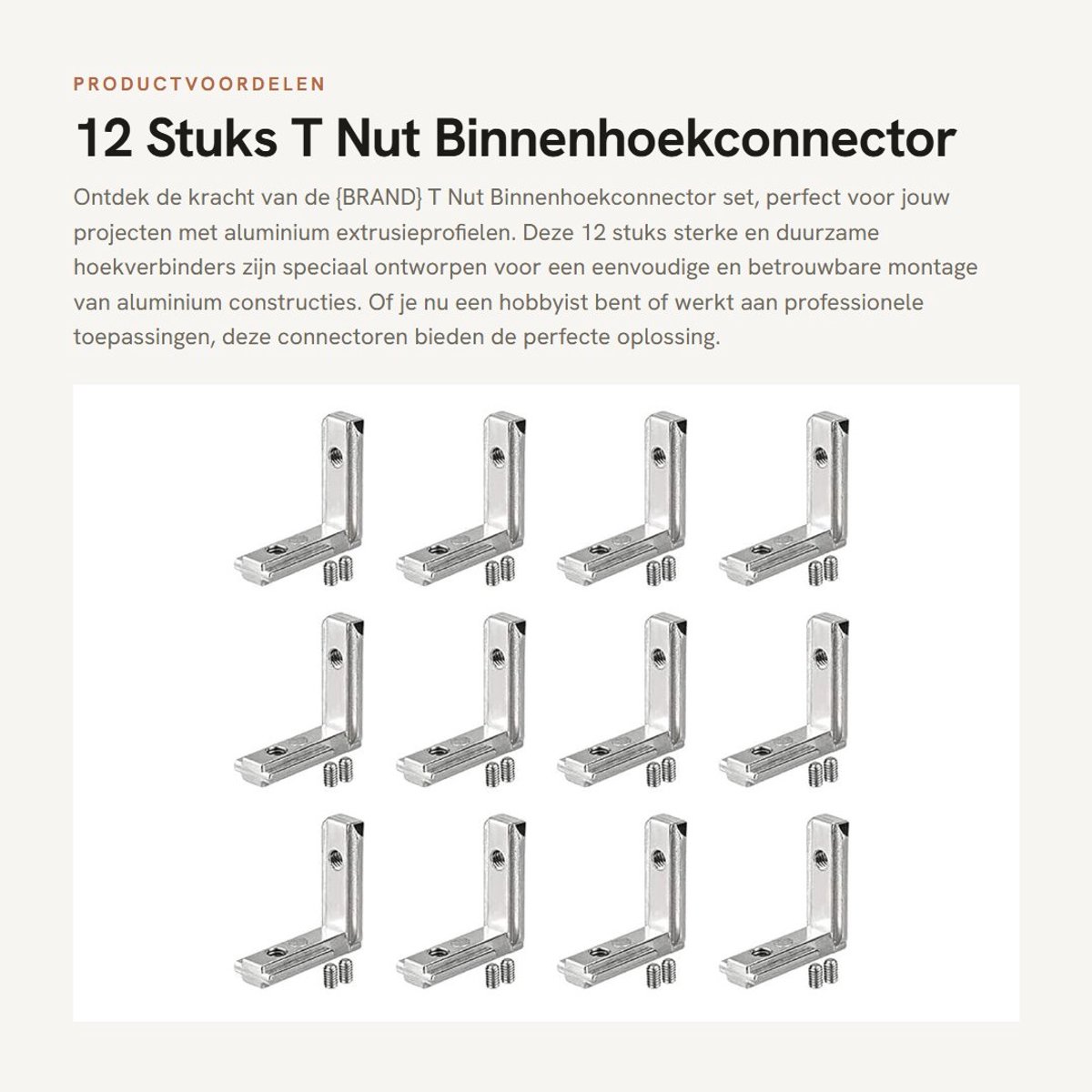 Dailygoods- Eckverbinder 12 Stuks - Binnenhoekconnector - Aluminiumlegering - Roestvrij - Sterk en Duurzaam - Maat 25 x 26 mm - Hoekverbinder