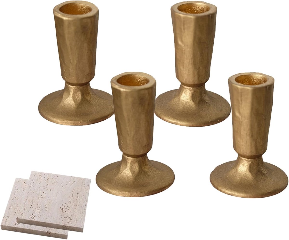 Gouden Kandelaars - Kaarsenstandaards Set - Tafeldecoratie Creëren - Robuust Gietijzer - Set van 2 - Vintage Goud