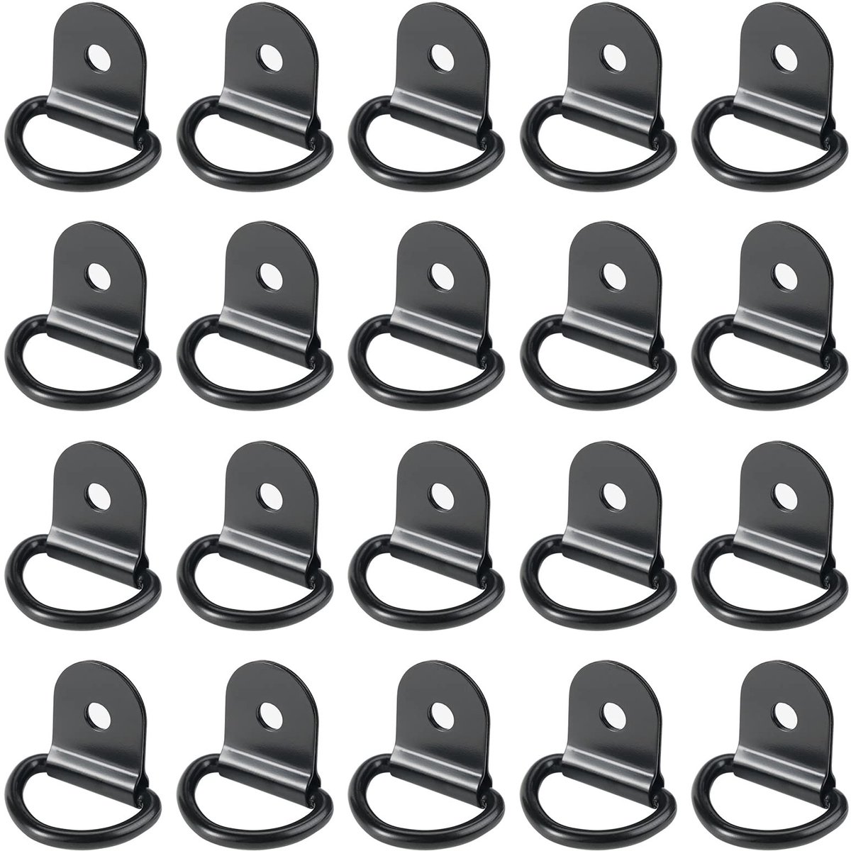 Dailygoods- Sjorringen 20 stuks - Roestvrij Staal D-bevestigingsring - Vrachtwagen/Boot Touw - Hoog Draagvermogen 100 kg - Zwart - Duurzaam en Corrosiebestendig