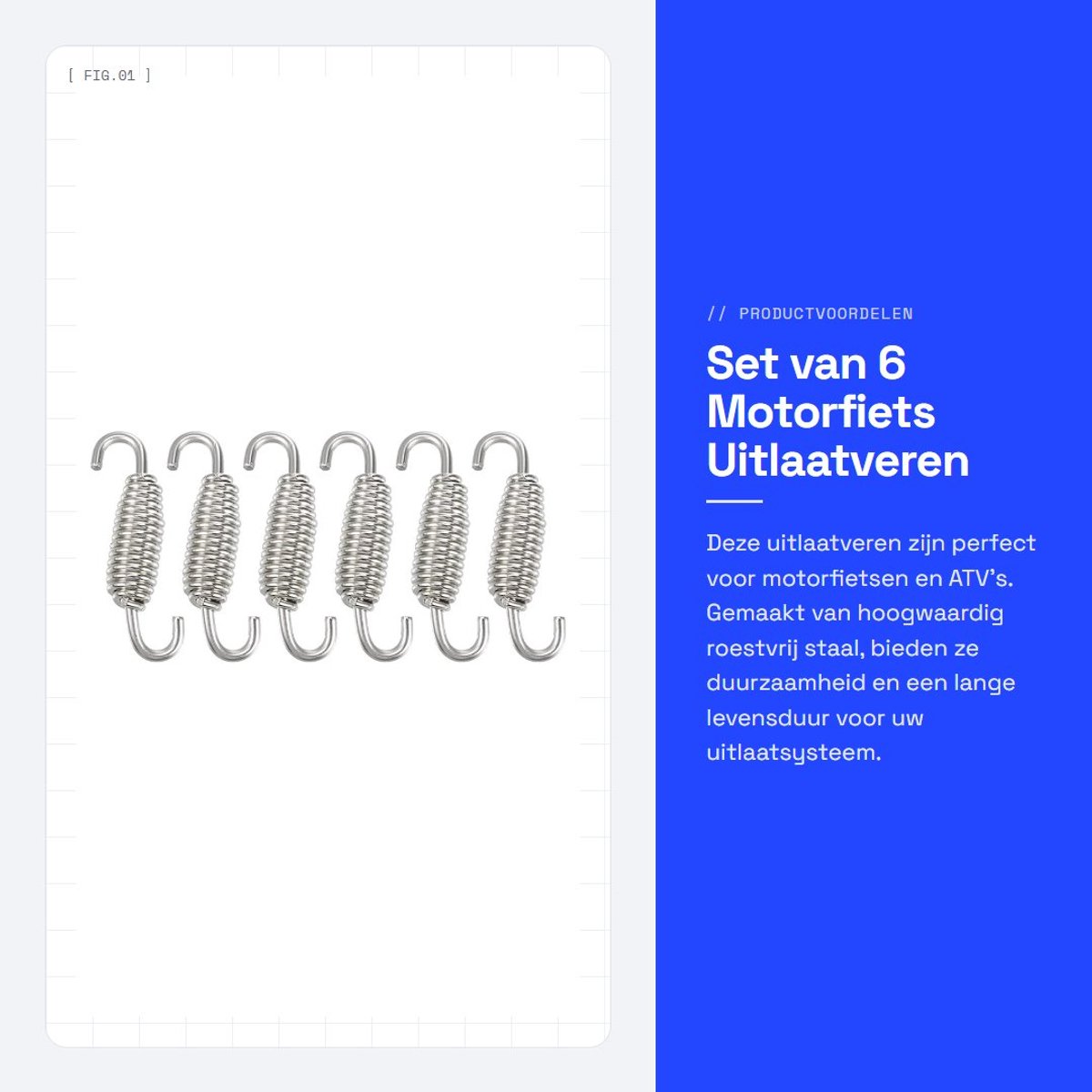 Dailygoods- Uitlaatveer Universele Pasvorm - 6 Stuks - Roestvrij Staal - Waterdicht - Corrosiebestendig - 55mm Lengte